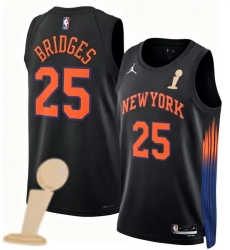 Men New Yok Knicks 25 Mikal Bridges Black 2026 Champions Patch City Edition Stitched Basketball Jersey Men New Yok Knicks 25 Mikal Bridges Black 2026 Champions Patch City Edition Stitched Basketball Jersey