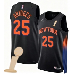Men New Yok Knicks 25 Mikal Bridges Black 2026 Champions Patch City Edition Stitched Basketball Jersey