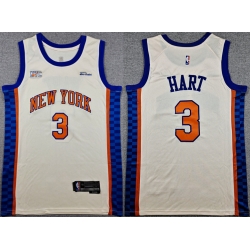 Men New Yok Knicks  3 Josh Hart Cream 2024 25 City Edition Stitched Basketball Jersey