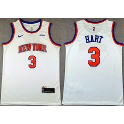 Men New Yok Knicks  3 Josh Hart White Association Edition Stitched Basketball Jersey