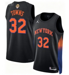 Men New Yok Knicks 32 Karl Anthony Towns Black 2026 Final Patch 2025 26 Statement Edition Stitched Basketball Jersey Men New Yok Knicks 32 Karl Anthony Towns Black 2026 Final Patch 2025 26 Statement Edition Stitched Basketball Jersey