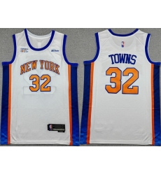 Men New Yok Knicks 32 Karl Anthony Towns White 2024 25 City Edition Stitched Basketball Jersey