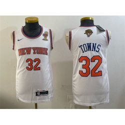 Men New Yok Knicks  32 Karl Anthony Towns White 2026 Finals Patch   Finals Champions Patch Stitched Jersey