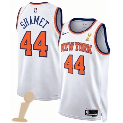 Men New Yok Knicks 44 Landry Shamet White 2026 Champions Patch Icon Edition Stitched Basketball Jersey
