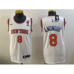 Men New Yok Knicks  8 OG Anunoby White 2026 Finals Champions Patch Stitched Jersey