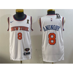 Men New Yok Knicks  8 OG Anunoby White 2026 Finals Champions Patch Stitched Jerseys