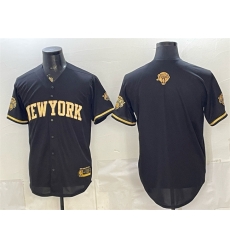 Men New Yok Knicks Blank Black Gold 2026 Finals Patch Stitched Baseball Jersey Men New Yok Knicks Blank Black Gold 2026 Finals Patch Stitched Baseball Jersey