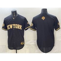 Men New Yok Knicks Blank Black Gold 2026 Finals Patch Stitched Baseball Jersey
