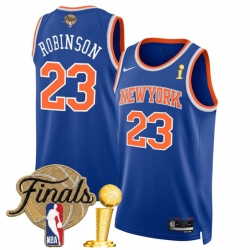 Men New Yok Knicks  Mitchell Robinson Blue 2026 Finals Patch And Finals Champions Patch Icon Edition Stitched Basketball Jersey