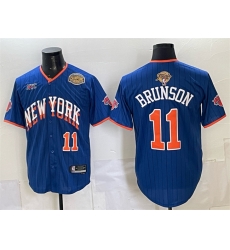 Men New York Knicks 11 Jalen Brunson Royal 2026 Finals Eastern Conference Champions Patch Stitched Baseball Jersey Men New York Knicks 11 Jalen Brunson Royal 2026 Finals Eastern Conference Champions Patch Stitched Baseball Jersey