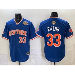Men New York Knicks  33 Patrick Ewing Royal 2026 Finals   Eastern Conference Champions Patch Stitched Baseball Jersey