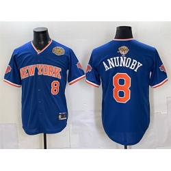 Men New York Knicks  8 OG Anunoby Royal 2026 Finals   Eastern Conference Champions Patch Stitched Baseball Jersey