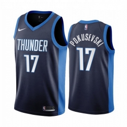 Men Oklahoma City Thunder 17 Aleksej Pokusevski Navy NBA Swingman 2020 21 Earned Edition J