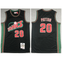 Men Oklahoma City Thunder 20 Gary Payton Black 1995 96 Throwback SuperSonics Stitched Jersey