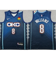 Men Oklahoma City Thunder 8 Jalen Williams Navy Stitched Basketball Jersey Men Oklahoma City Thunder 8 Jalen Williams Navy Stitched Basketball Jersey