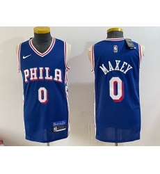 Men Philadelphia 76ers  0 Tyrese Maxey Royal Icon Edition Stitched Jersey
