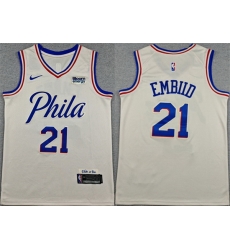 Men Philadelphia 76ers  21 Joel Embiid Cream City Edition Swingman Stitched Jersey