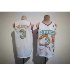 Men Philadelphia 76ers 3 Allen Iverson White Throwback Basketball Jersey