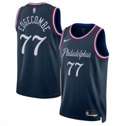 Men Philadelphia 76ers 77 VJ Edgecombe Navy 2025 26 City Edition Stitched Jersey