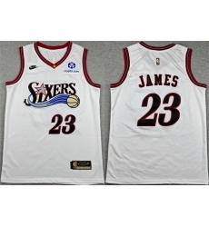 Men Philadelphia 76ers LeBron James White Classic Edition Stitched Jersey Men Philadelphia 76ers LeBron James White Classic Edition Stitched Jersey