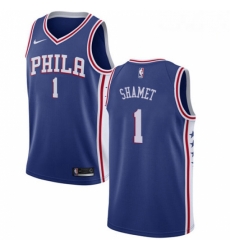 Mens Nike Philadelphia 76ers 1 Landry Shamet Swingman Blue NBA Jersey Icon Edition 