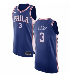 Mens Nike Philadelphia 76ers 3 Dana Barros Authentic Blue Road NBA Jersey Icon Edition