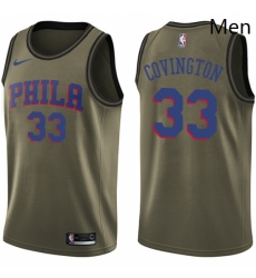 Mens Nike Philadelphia 76ers 33 Robert Covington Swingman Green Salute to Service NBA Jersey