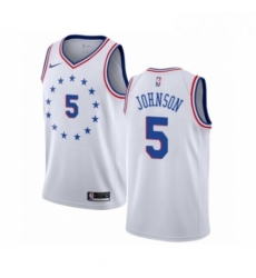 Mens Nike Philadelphia 76ers 5 Amir Johnson White Swingman Jersey Earned Edition 