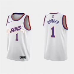 Men Phoenix Suns 1 Devin Booker White Association Edition Stitched Jersey