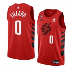 Men Portland Trail Blazers 0 Damian Lillard 2022 23 Red Statement Edition With NO 6 Patch Swingman Stitched Basketball Jersey