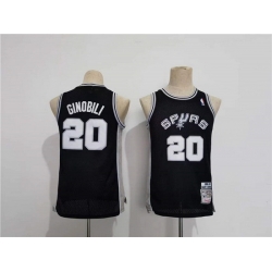 Youth Spurs 20 Manu Ginobili Black Stitched Jersey