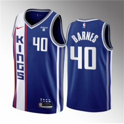 Men Sacramento Kings 40 Harrison Barnes Blue 2023 24 City Edition Stitched Basketball Jersey