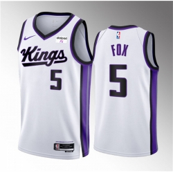 Men Sacramento Kings 5 De u2019Aaron Fox White 2023 24 Association Edition Swingman Stitched Basketball Jersey