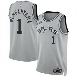 Men San Antonio Spurs  1 Victor Wembanyama Silver 2026 27 Classic Edition Stitched Basketball Jersey