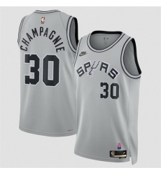 Men San Antonio Spurs  30 Julian Champagnie Silver 2026 27 Classic Edition Stitched Basketball Jersey