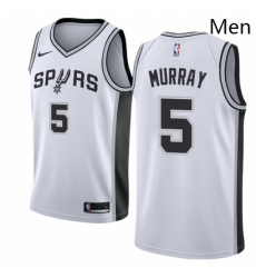 Mens Nike San Antonio Spurs 5 Dejounte Murray Authentic White Home NBA Jersey Association Edition