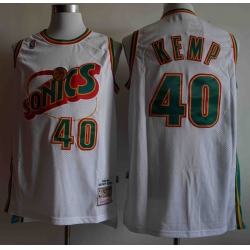 Men Seattle SuperSonics SHAWN KEMP 40 Mitchell Ness Jersey White