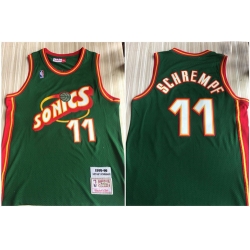 Supersonics 11 Detlef Schrempf Green 1995 96 Hardwood Classics Swingman Jersey