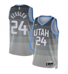 Men Utah Jazz 24 Walker Kessler Grey 2025 26 City Edition Stitched Basketball Jersey