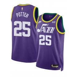 Men Utah Jazz 25 Micah Potter Purple 2023 Classic Edition Stitched Basketball Jersey