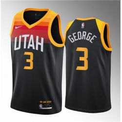 Men Utah Jazz 3 Keyonte George Black 2023 Draft City Edition Stitched Basketball Jersey