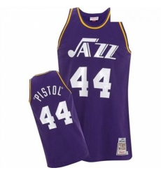 Mens Adidas Utah Jazz 44 Pete Maravich Swingman Purple Pistol NBA Jersey