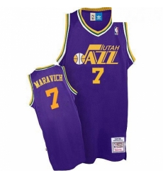 Mens Adidas Utah Jazz 7 Pete Maravich Authentic Purple Throwback NBA Jersey