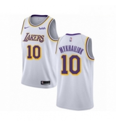 Mens Los Angeles Lakers 10 Sviatoslav Mykhailiuk Authentic White Basketball Jersey Association Edition 