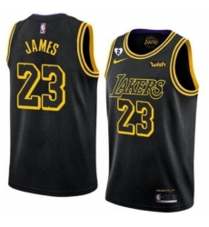 Men's Los Angeles Lakers Black #23 LeBron James With Gigi Patch Stitched NBA Jersey