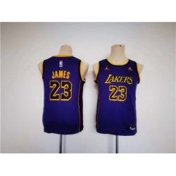 Youth Los Angeles Lakers 23 LeBron James Purple Stitched Basketball Jersey