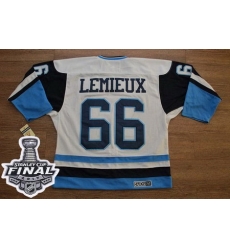 Penguins #66 Mario Lemieux White Blue CCM Throwback 2017 Stanley Cup Final Patch Stitched NHL Jersey