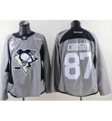 Penguins #87 Sidney Crosby Grey Practice Stitched NHL Jersey