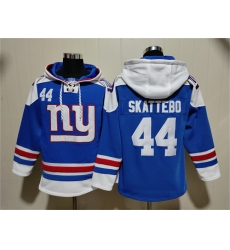 Men New York Giants 44 Cam Skattebo Blue Ageless Must Have Lace Up Pullover Hoodie