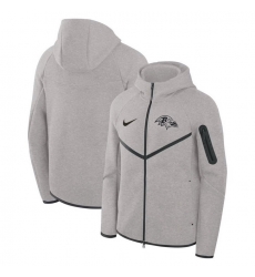 Men Baltimore Ravens Grey Tech Fleece Windrunner Full Zip Hoodie